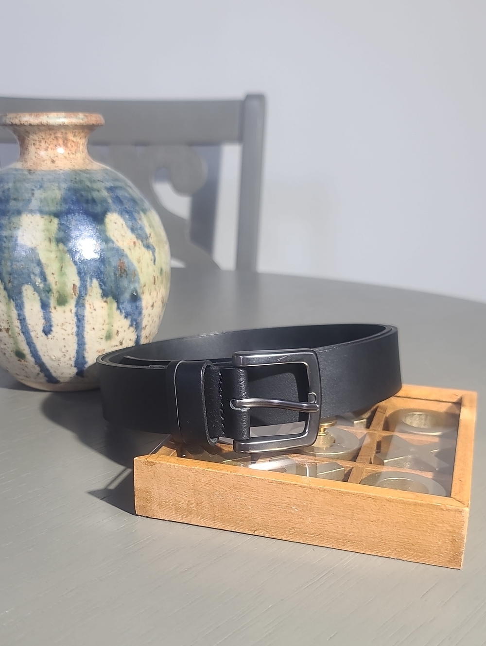 Vince Camuto Classic Black Leather Men's Belt Size 42